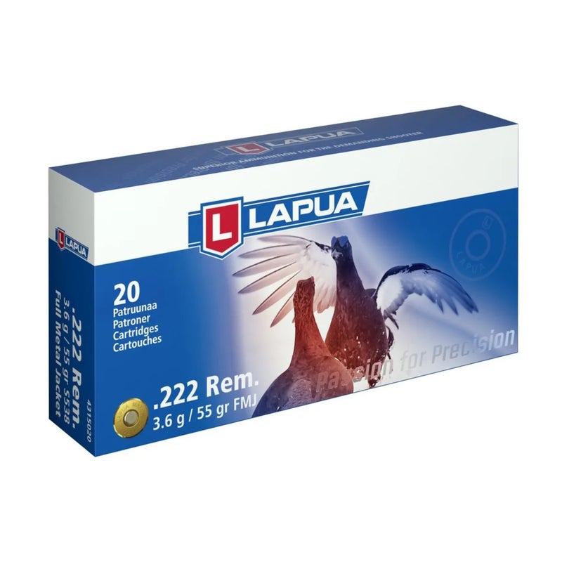 Lapua .222 Rem  FMJ, S569 3,6 g / 55 gr.