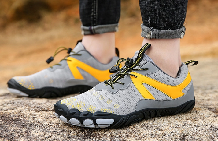 FitBare Grip Paljasjalkakeng&auml;t, Harmaa-Keltainen