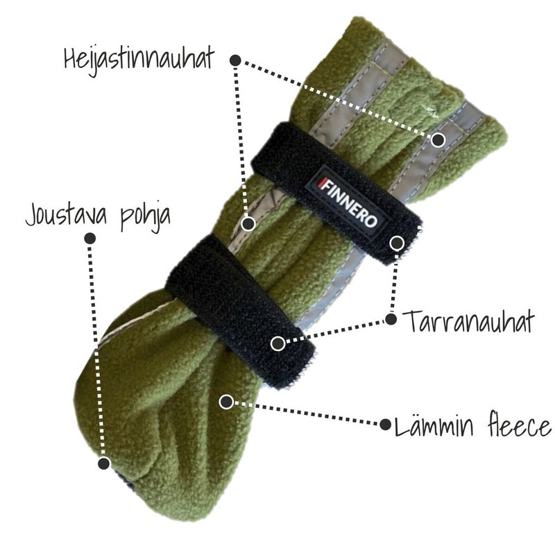 FinNero Halla Heijastavat Fleecetossut, Vihre&auml; 4kpl