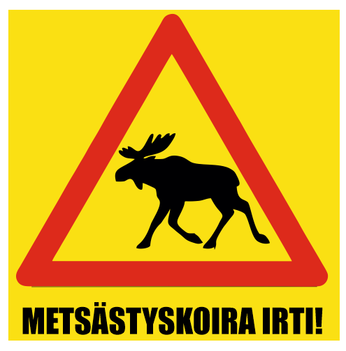 Magneettinen Varoituskyltti Koira Irti, Hirven Kuvalla