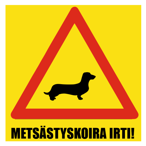 Magneettinen Varoituskyltti Koira Irti, M&auml;yr&auml;koiran Kuvalla