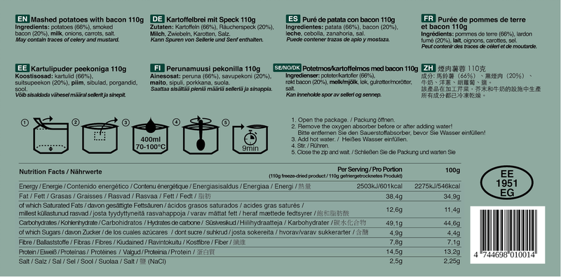 Tactical Foodpack Perunamuusi Pekonilla